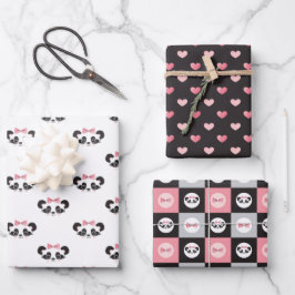 Panda Bear Pink Gift Geschenkpapier Set
