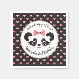 Panda Bear Pink Girls Geburtstagsparty Serviette