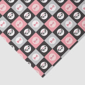 Panda Bear Pink Herzblockmuster Seidenpapier (Ausschnitt)