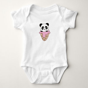 Panda Bear Pink Ice Creme Waffeln Niedliche Tiere Baby Strampler