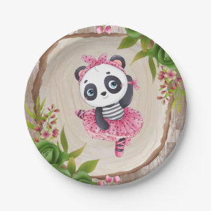Panda Bear Pink Tutu Girl Babydusche Pappteller