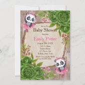 Panda Bear Pink Tutu Wood Baby Dusche Einladungen (Vorderseite)