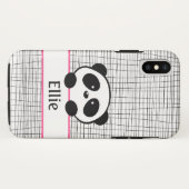 Panda Bear Pink und Black Girl Animal Monogram Case-Mate iPhone Hülle (Rückseite (Horizontal))