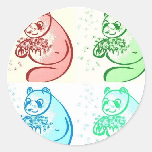Panda Bear Pop Art Runder Aufkleber (Vorderseite)