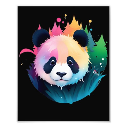Panda Bear Portrait Forest Paint Splash Logo Fotodruck (Vorne)