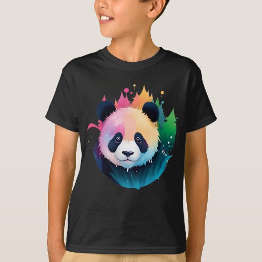 Panda Bear Portrait Forest Paint Splash Logo T-Shirt (Vorderseite)