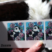 Panda Bear Purple Blumen Naturliebhaber Runder Aufkleber