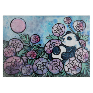 Panda Bear Purple Blumen Naturliebhaber Schneidebrett