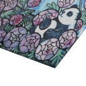 Panda Bear Purple Blumen Naturliebhaber Schneidebrett (Ecke)