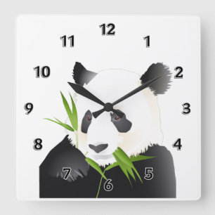 Panda Bear Quadratische Wanduhr