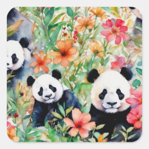 Panda Bear Quadratischer Aufkleber