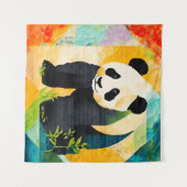 Panda Bear Quilt Look Tapestry Wandteppich (Vorderseite (Horizontal))