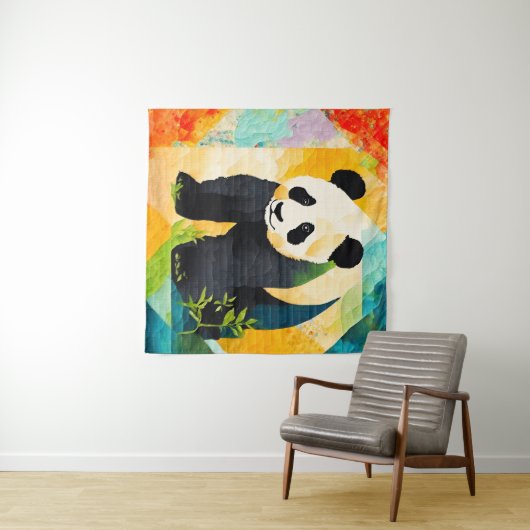 Panda Bear Quilt Look Tapestry Wandteppich (Beispiel (Horizontal))