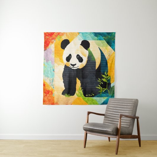 Panda Bear Quilt Look Tapestry Wandteppich (Beispiel)
