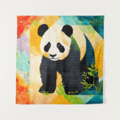 Panda Bear Quilt Look Tapestry Wandteppich (Vorderseite)