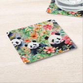 Panda Bear Rechteckiger Pappuntersetzer (angewinkelt)