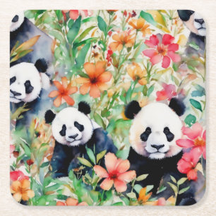 Panda Bear Rechteckiger Pappuntersetzer