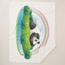 Panda Bear Relaxen unter einem Regenbogen Sherpadecke