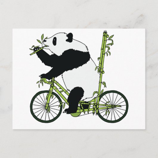 Panda Bear Riding Bamboo Bike Postkarte (Vorderseite)