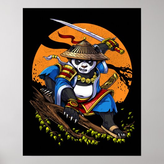 Panda Bear Samurai Ninja Poster (Vorne)