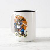 Panda Bear Samurai Ninja Zweifarbige Tasse (Vorderseite Links)