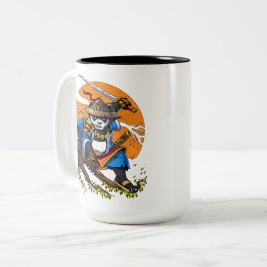 Panda Bear Samurai Ninja Zweifarbige Tasse (Vorderseite Links)