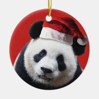 Panda Bear Santa Claus Keramik Ornament