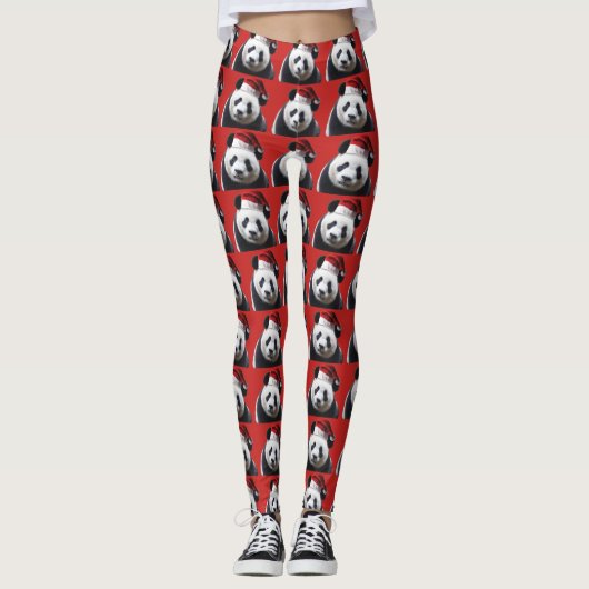 Panda Bear Santa Claus Leggings (Vorderseite)