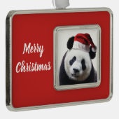 Panda Bear Santa Claus Rahmen-Ornament Silber (Rechts)