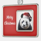 Panda Bear Santa Claus Rahmen-Ornament Silber (Links)