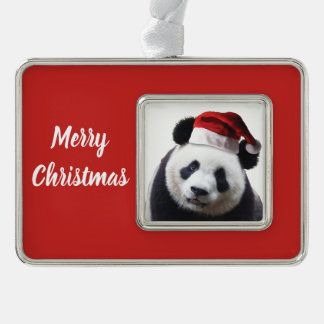 Panda Bear Santa Claus Rahmen-Ornament Silber