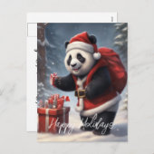 Panda Bear Santa Feiertagspostkarte (Vorne/Hinten)