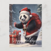 Panda Bear Santa Feiertagspostkarte (Vorderseite)