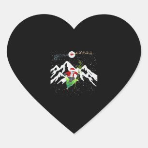 Panda Bear Skifahren Weihnachtsbaum Santa Reindeer Herz-Aufkleber