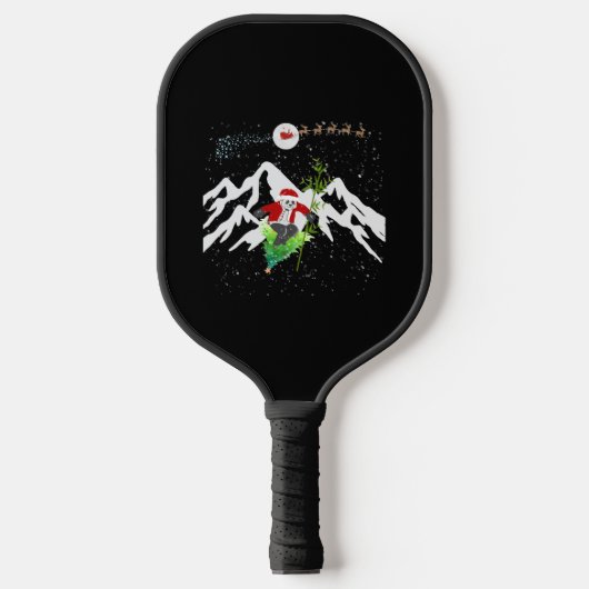 Panda Bear Skifahren Weihnachtsbaum Santa Reindeer Pickleball Schläger (Vorderseite)