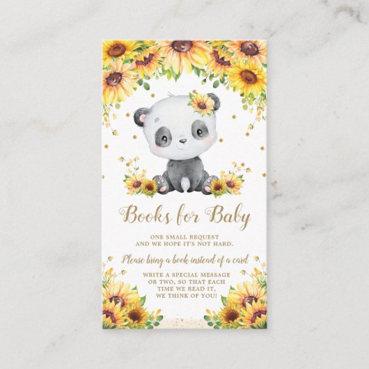 Panda Bear Sonnenblume Baby Dusche bringen Sie ein Begleitkarte (Vorderseite)