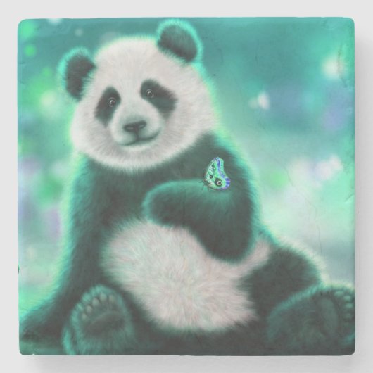 Panda Bear Steinuntersetzer (Vorderseite)