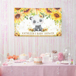 Panda Bear Sunflower Baby Dusche Geburtstag Hinter Banner