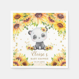 Panda Bear Sunflower Baby Showday Party Serviette