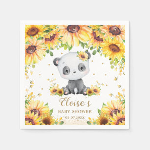Panda Bear Sunflower Baby Showday Party Serviette