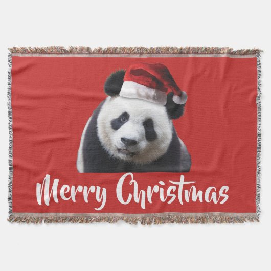Panda Bear trägt einen Santa Claus Hat Decke (Vorderseite)
