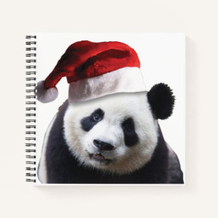 Panda Bear trägt einen Santa Claus-Hut Notizblock