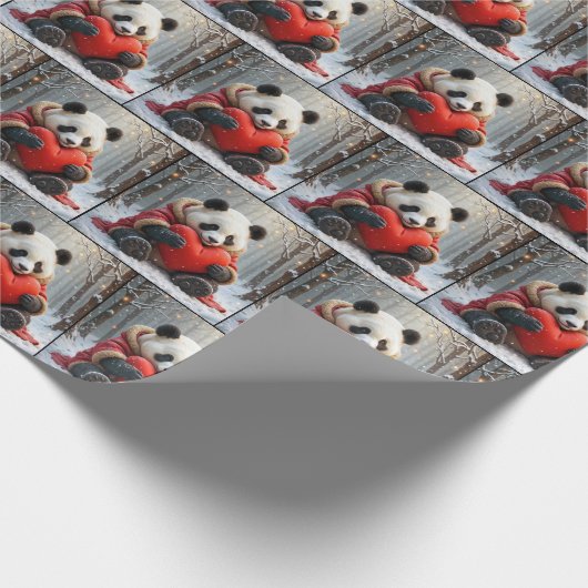 Panda Bear umarmt ein rotes Herz Geschenkpapier (Ecke)