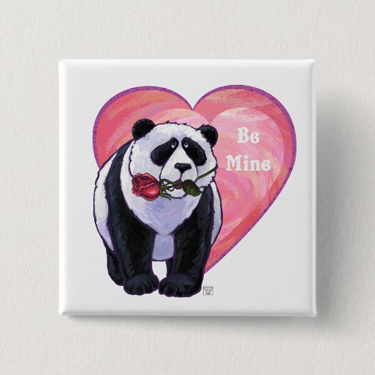 Panda Bear Valentine's Day Button (Vorderseite)