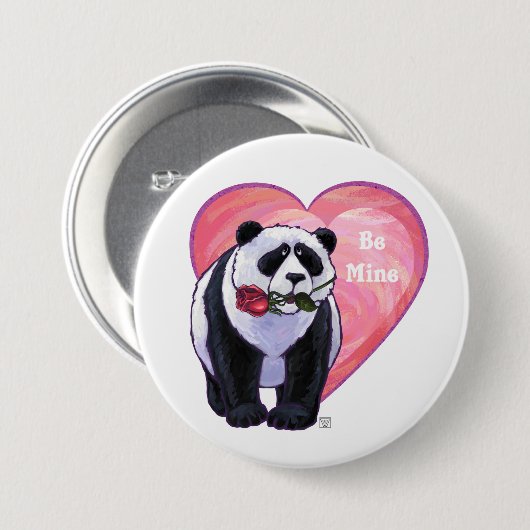 Panda Bear Valentine's Day Button (Vorne & Hinten)