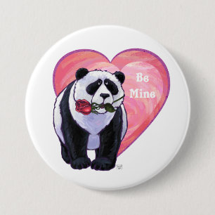 Panda Bear Valentine's Day Button