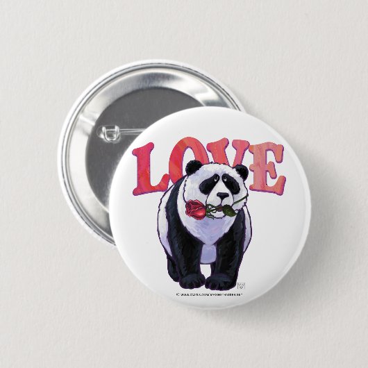 Panda Bear Valentine's Day Button (Vorne & Hinten)
