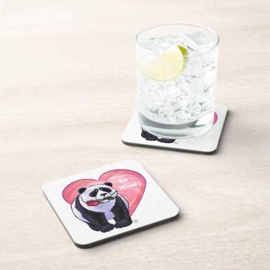 Panda Bear Valentine's Day Getränkeuntersetzer (Rechte Seite)