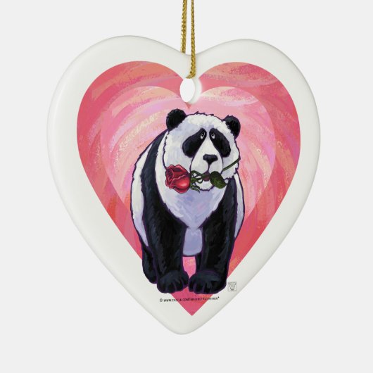 Panda Bear Valentine's Day Keramikornament (Rechts)