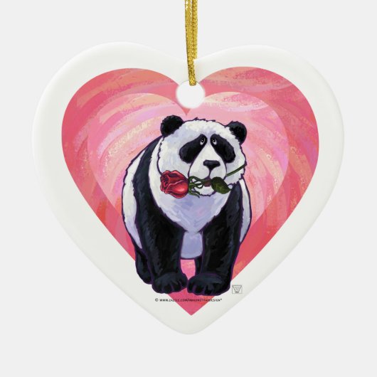 Panda Bear Valentine's Day Keramikornament (Vorne)